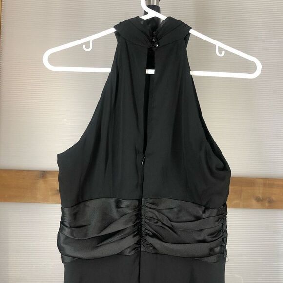 Connected‎ APPAREL Black Chiffon Satin Lined High Neck Halter Dress Sz 6 - Picture 4 of 6
